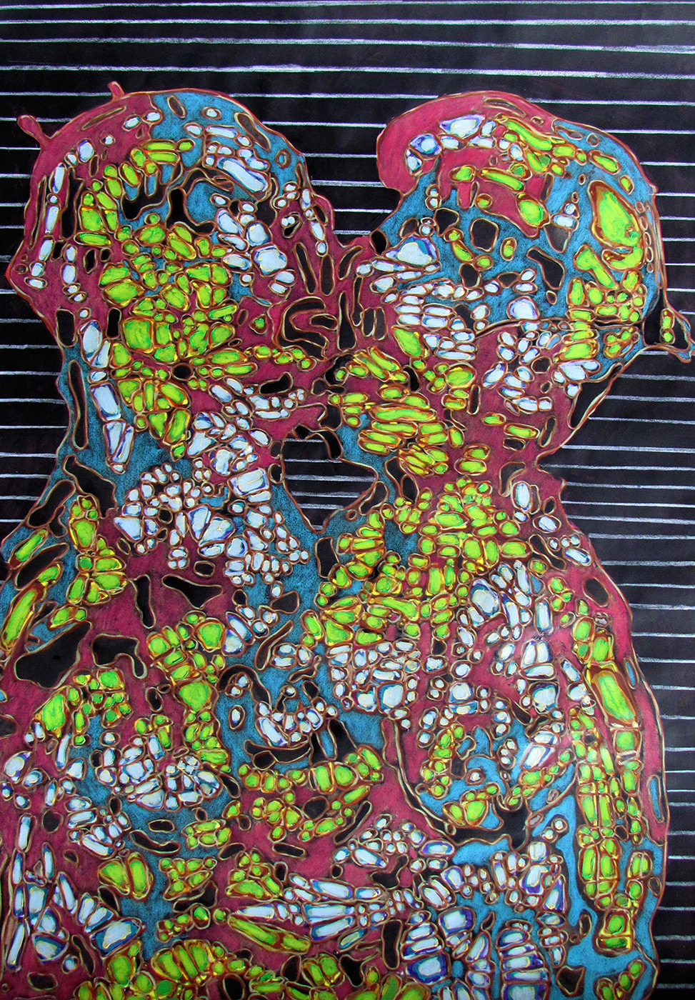 Couple 2015 Autoportrait 2015 acrylique et cire sur papier marouflé sur toile 130x89 cm