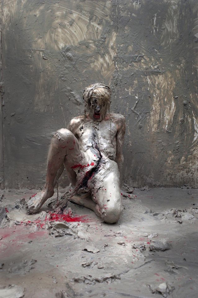 Olivier de Sagazan, SANS TITRE, tirage numérique sur papier William Turner, acrylique, pastel, 2016 ©Olivier de Sagazan