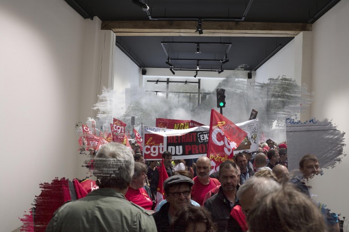 Sans Titre,medium photographique et peinture acrylique sur toile, 114x162cm, 2017 ©PierreDelavie