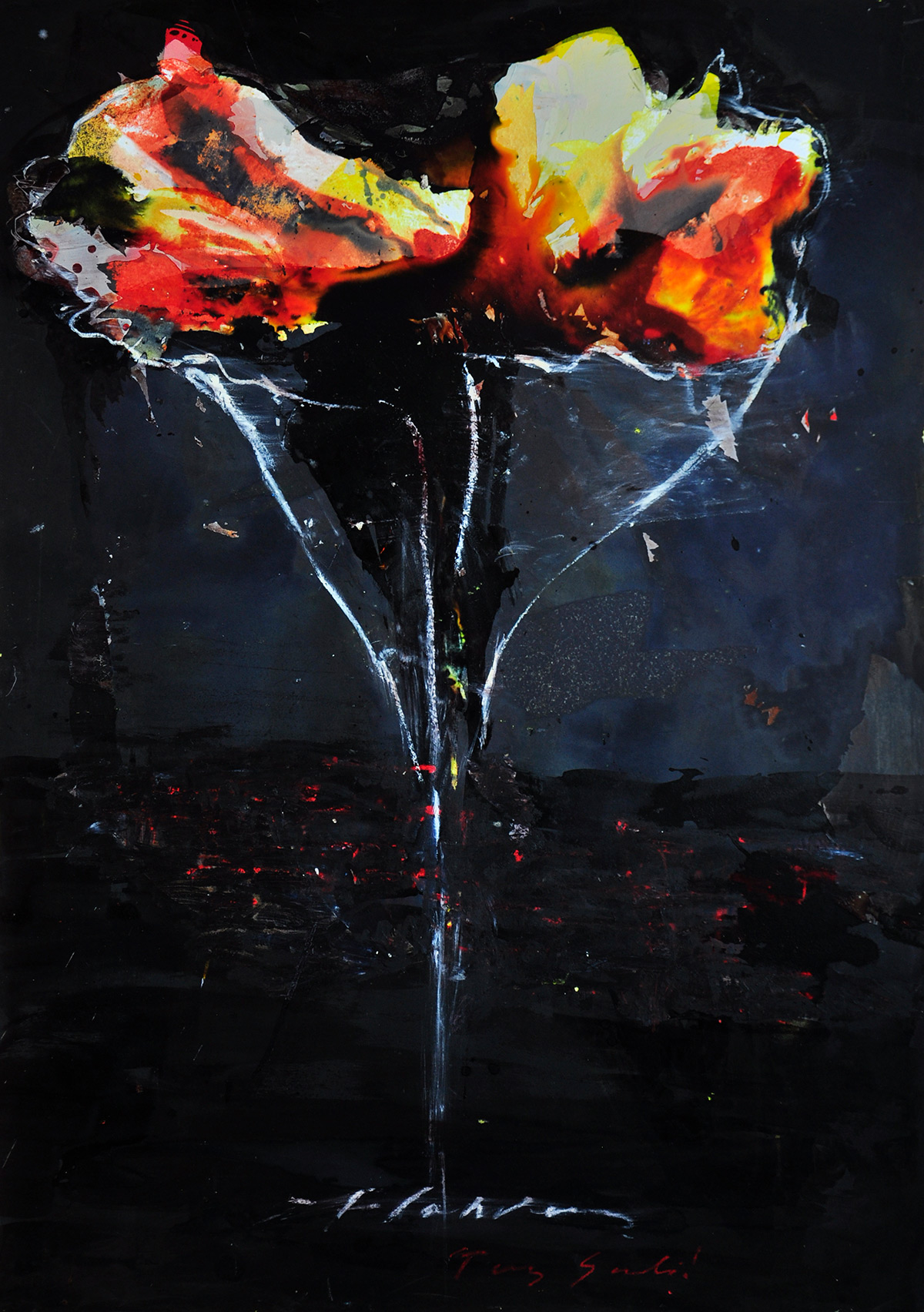 Dahlia noir, technique mixte 180 x 125 cm, 2018 © Loo & Lou Gallery