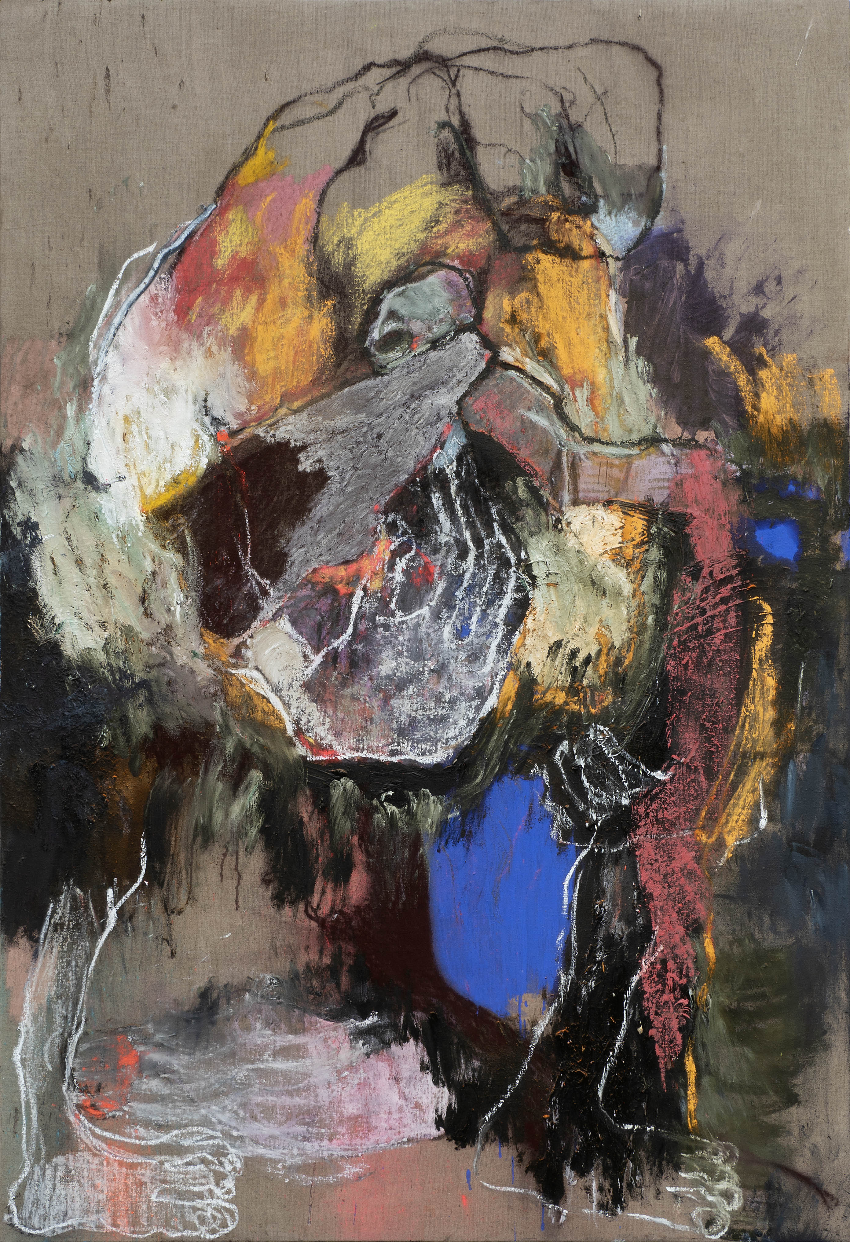 Mère (2019) Huile, pigments et pastels sur toile de lin  d’Armantière marouflée sur bois, 200 x 135 cm ©BianchArickx