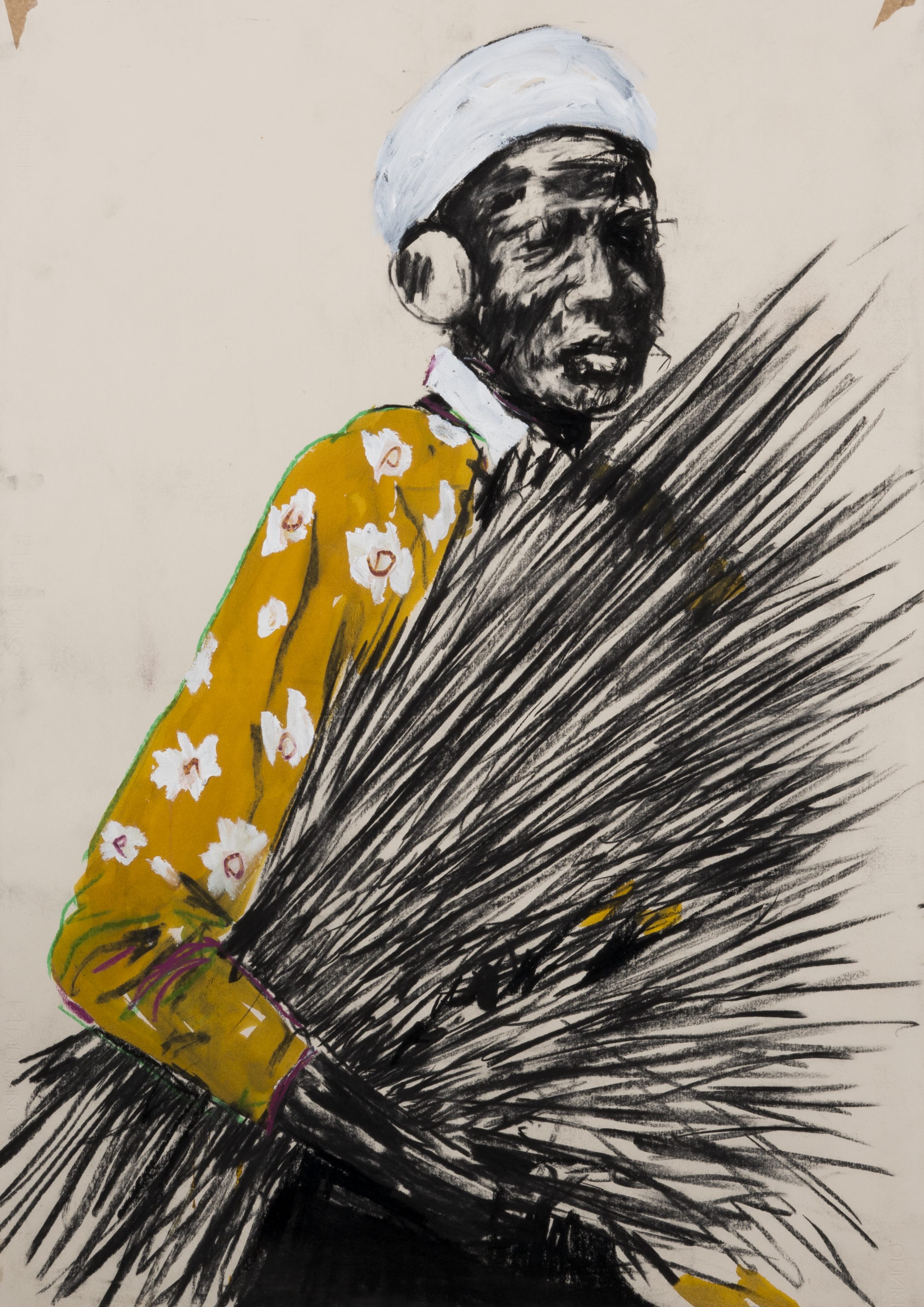 Untitled Fusain, acrylique et pastel sur papier 100 x 70 cm, 2019 ©Andile Buka