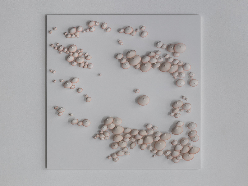 Breastland III chair, 2020, Marble plaster, metal, Corian, 93 x 93 x 5 cm © Loo & Lou Gallery