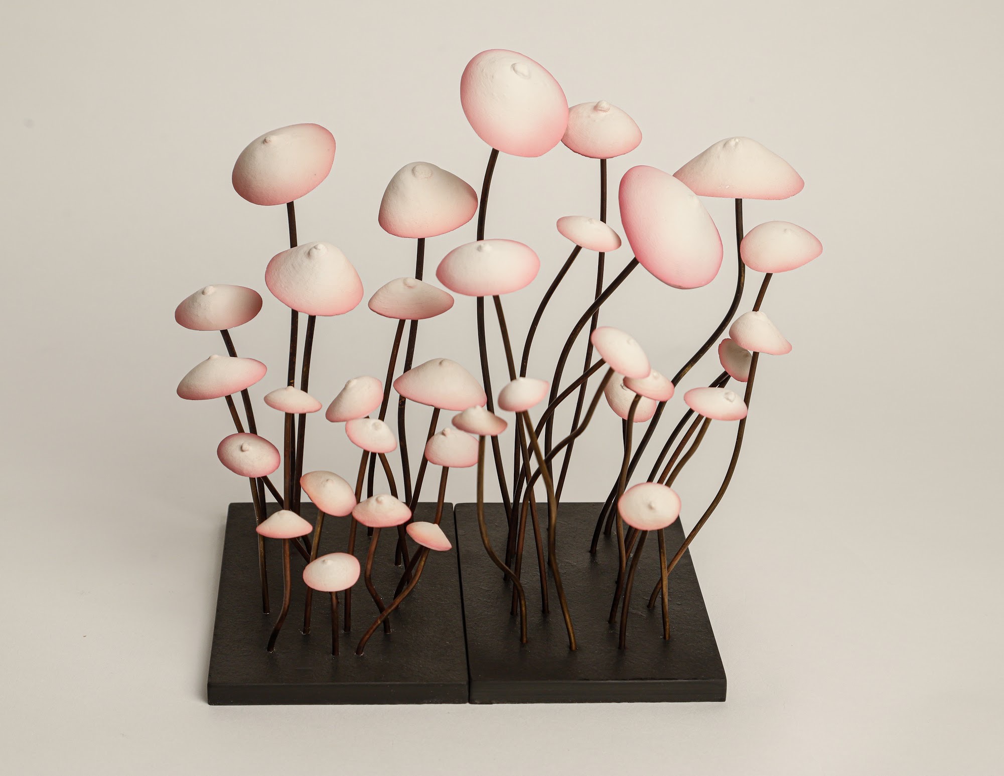 Breast pépinières roses, 2020, Marble plaster, metal, slate, 31 x 20 x 16 cm © Elisabeth Daynès