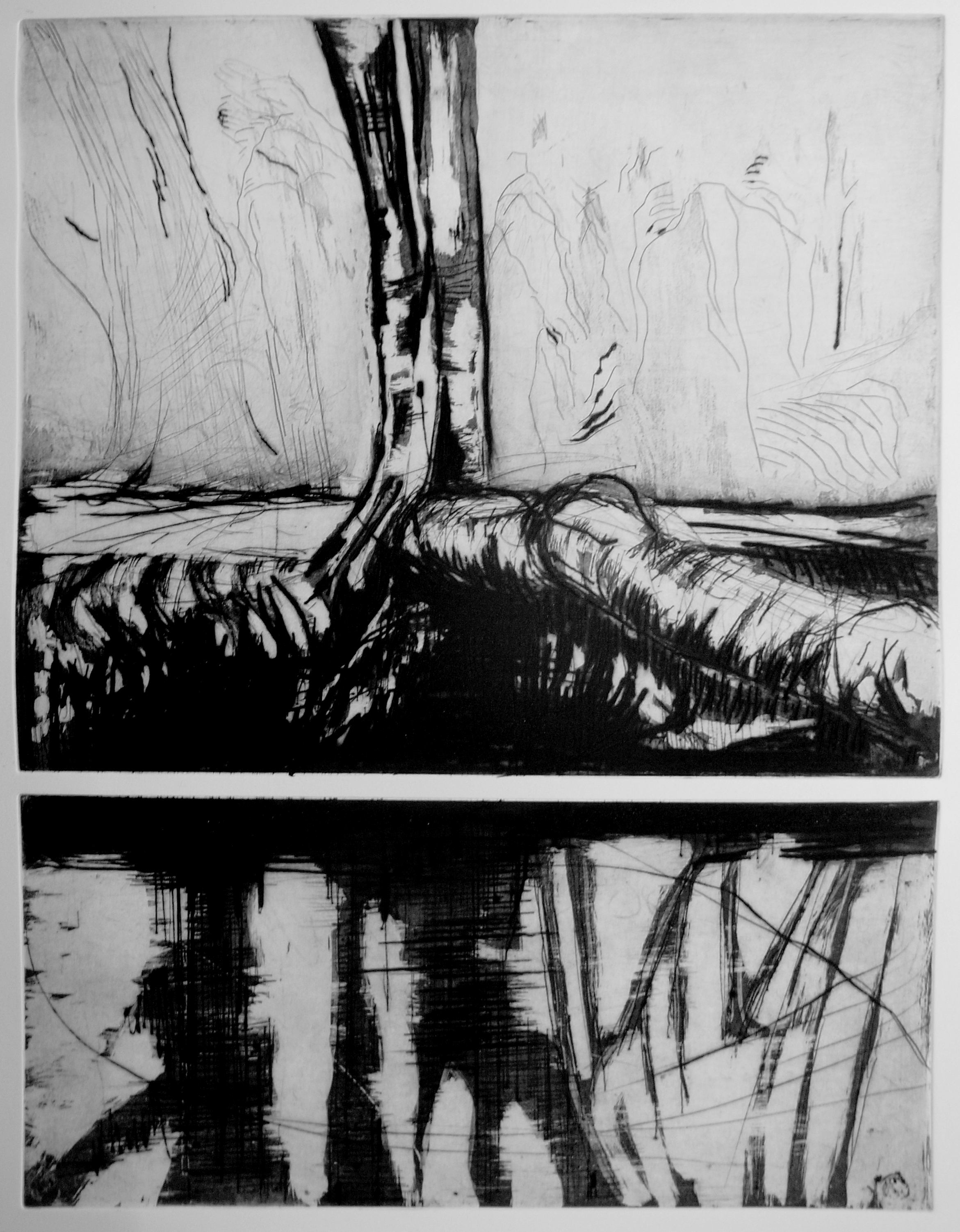 Le Vexin III, hommage a Corot, 2018, Pointe sèche, 70x84cm © Cedric Le Corf