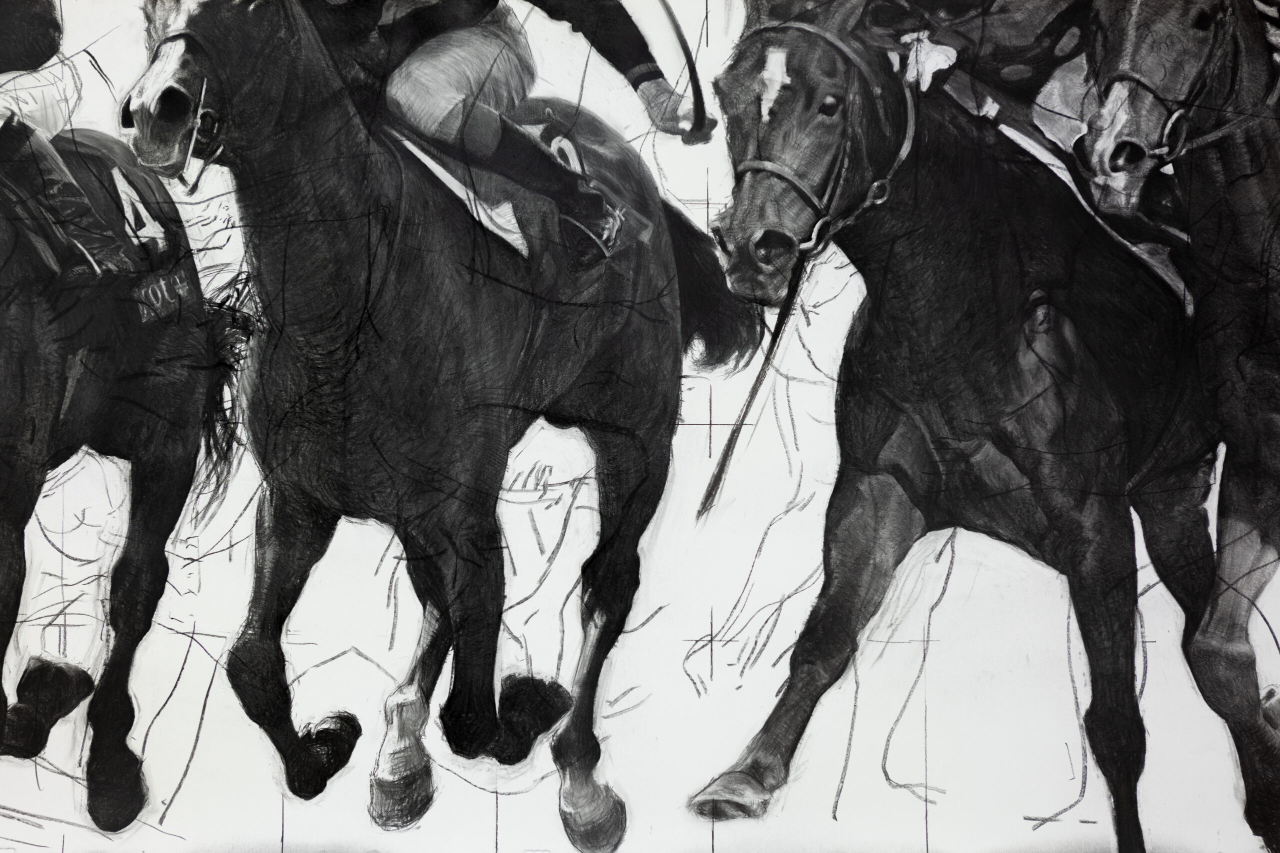 Détail de Déferlante, Fusain sur papier, Assemblage de deux feuilles, 2021, 985 x 152 cm  | Image © F. Fontenoy