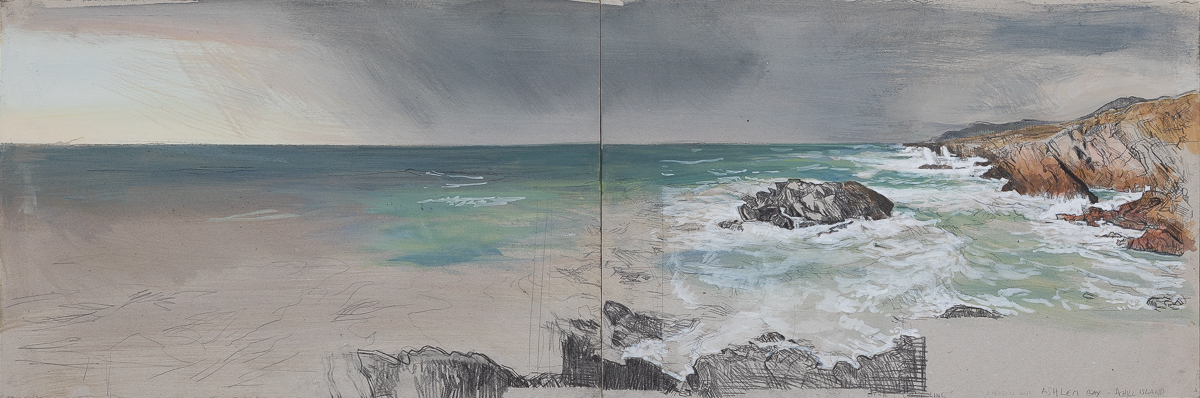 Les déferlantes, Gouache, Black stone on cardboard, 2013, 120 x 40 cm © Emilie Mathé Nicolas