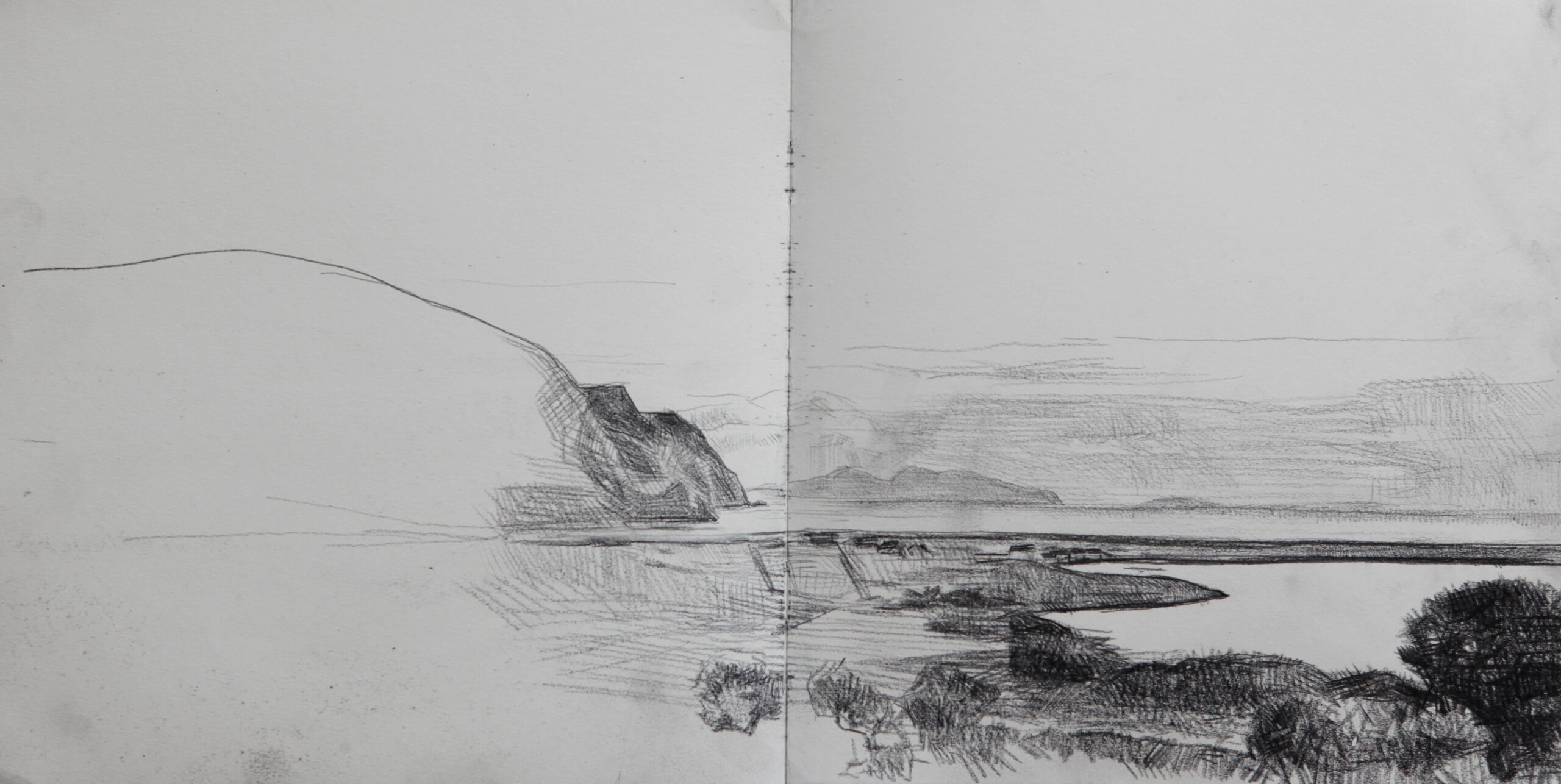 Coastline, Black stone on paper, 2012, 69 x 41 cm  | Image © Emilie Mathé Nicolas