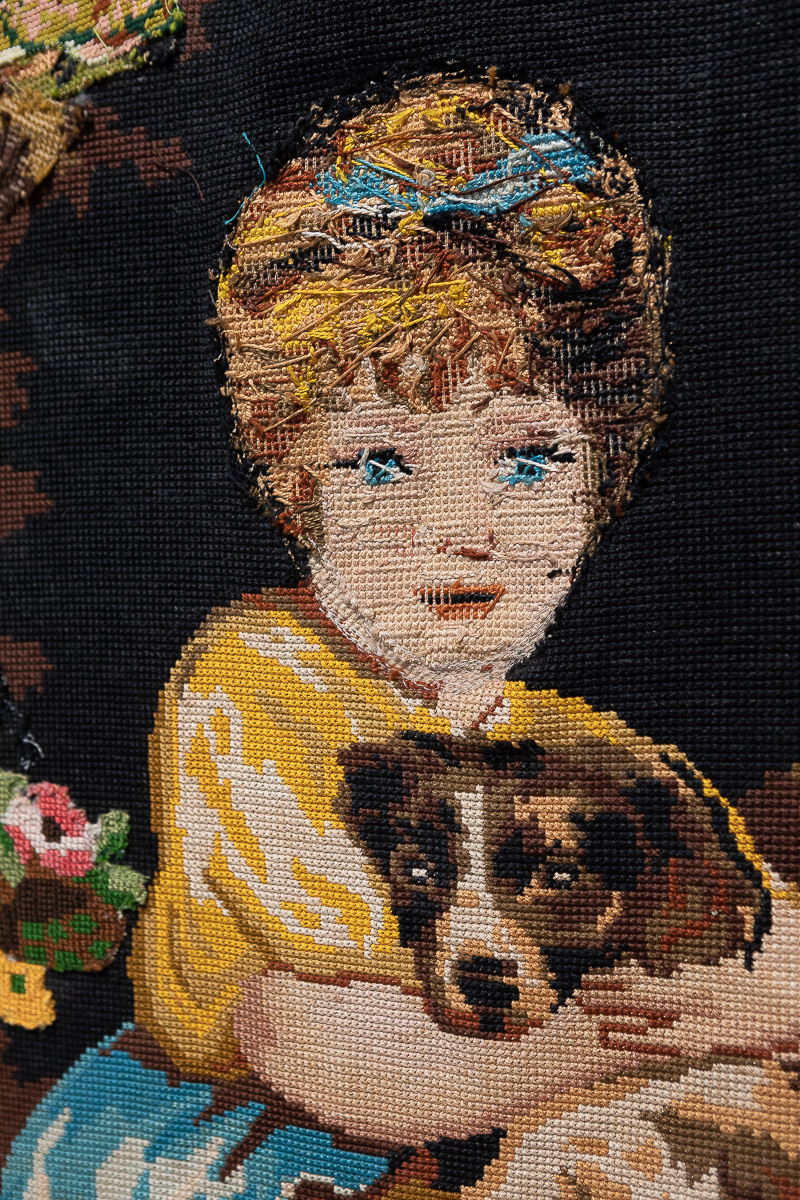 Nativité (détail), 2019, Canevas et tapisserie assemblés et cousus, 378 x 217 cm  | Image: Emilie Mathé Nicolas