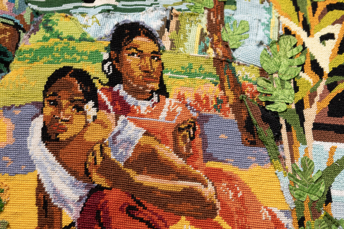 Nativité (détail), 2019, Canevas et tapisserie assemblés et cousus, 378 x 217 cm  | Image: Emilie Mathé Nicolas