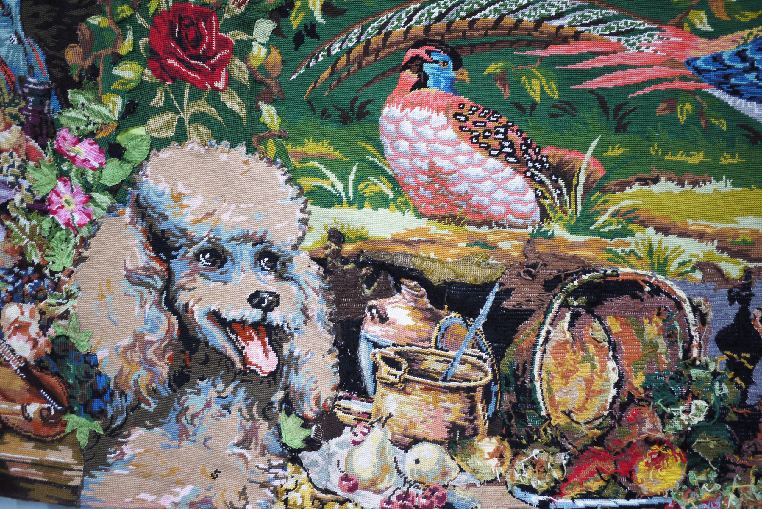 Nativité (détail), 2019, Canevas et tapisserie assemblés et cousus, 378 x 217 cm