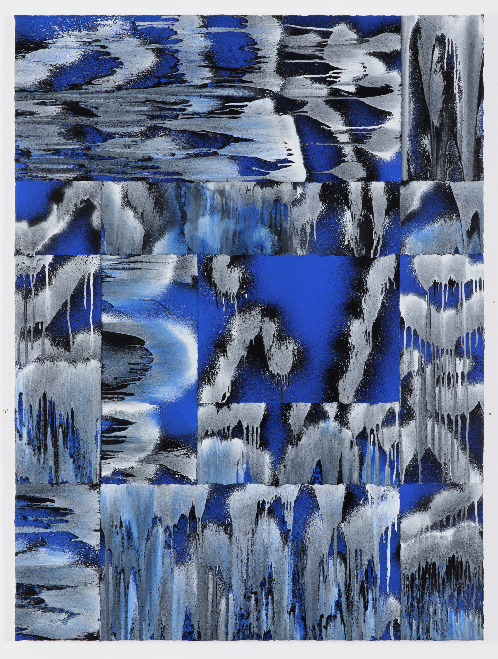 Fragments 13, 2023, Acrylique sur papier montval 300g marouflé sur toile de lin, 160 x 120 cm