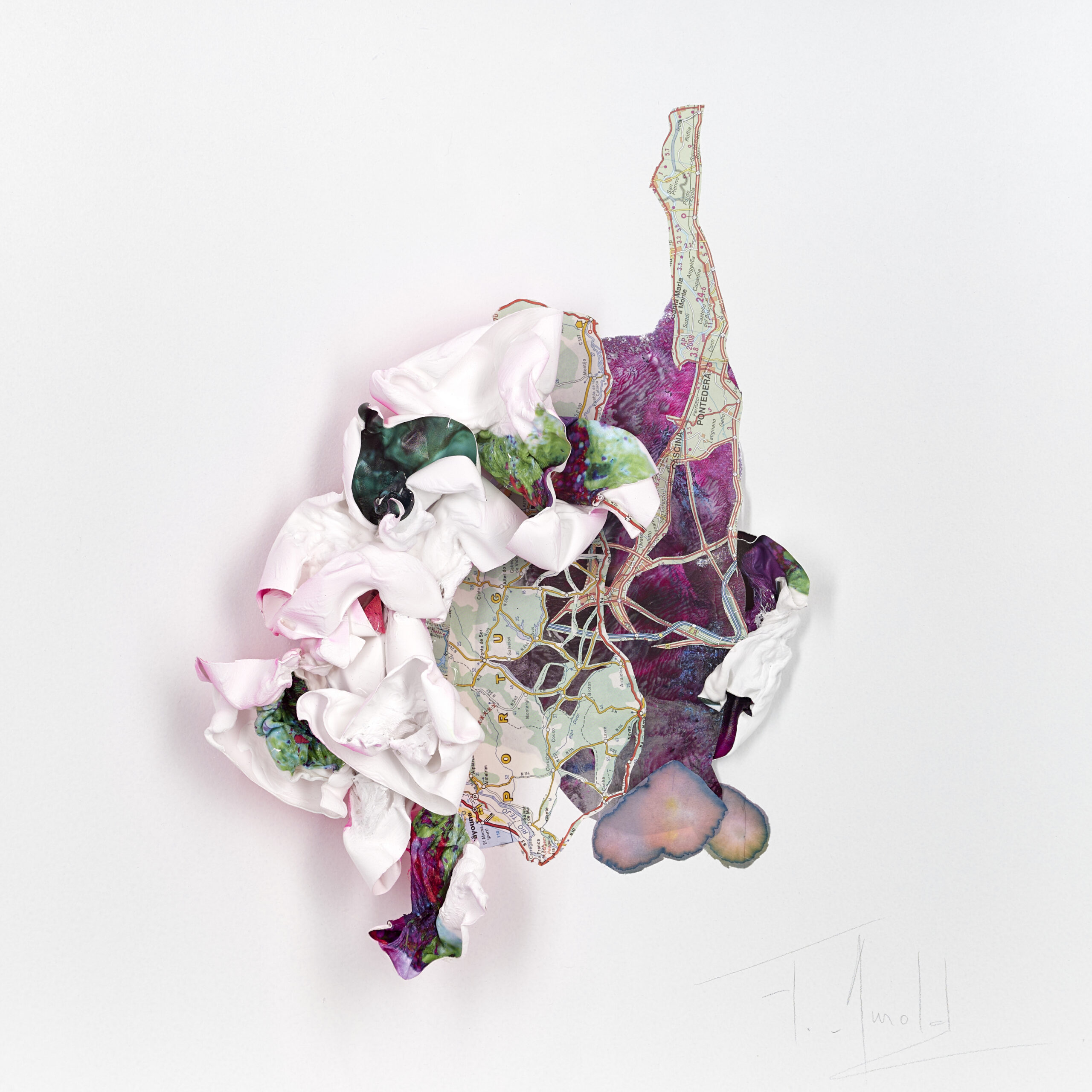 D'un monde à l'autre, Flo Arnold, 2023, Papier cellulosique, huile et mixte sur panneau, 53 x 53 cm © Flo Arnold et Christophe Miralles