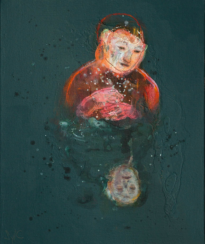 Reflet(s) XVII, 2022, acrylique et pastel à l'huile sur toile, 61 x 50 cm