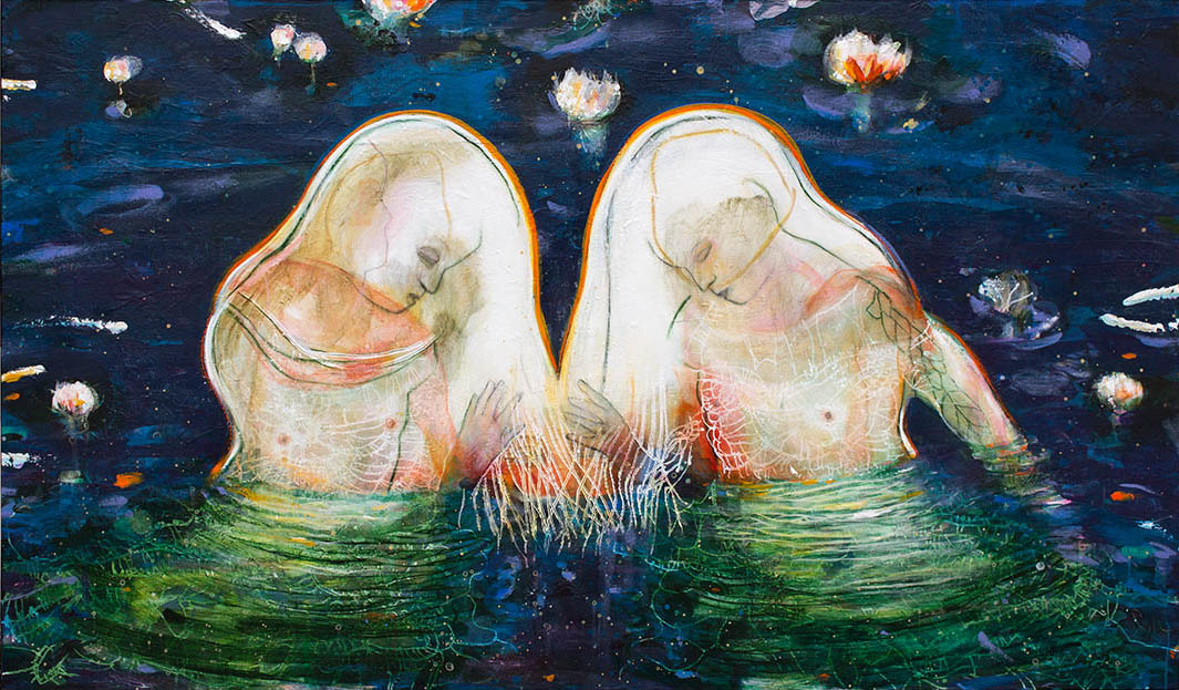 Reflet(s) XII, 2022, acrylique et pastel à l'huile sur toile, 130 x 195 cm