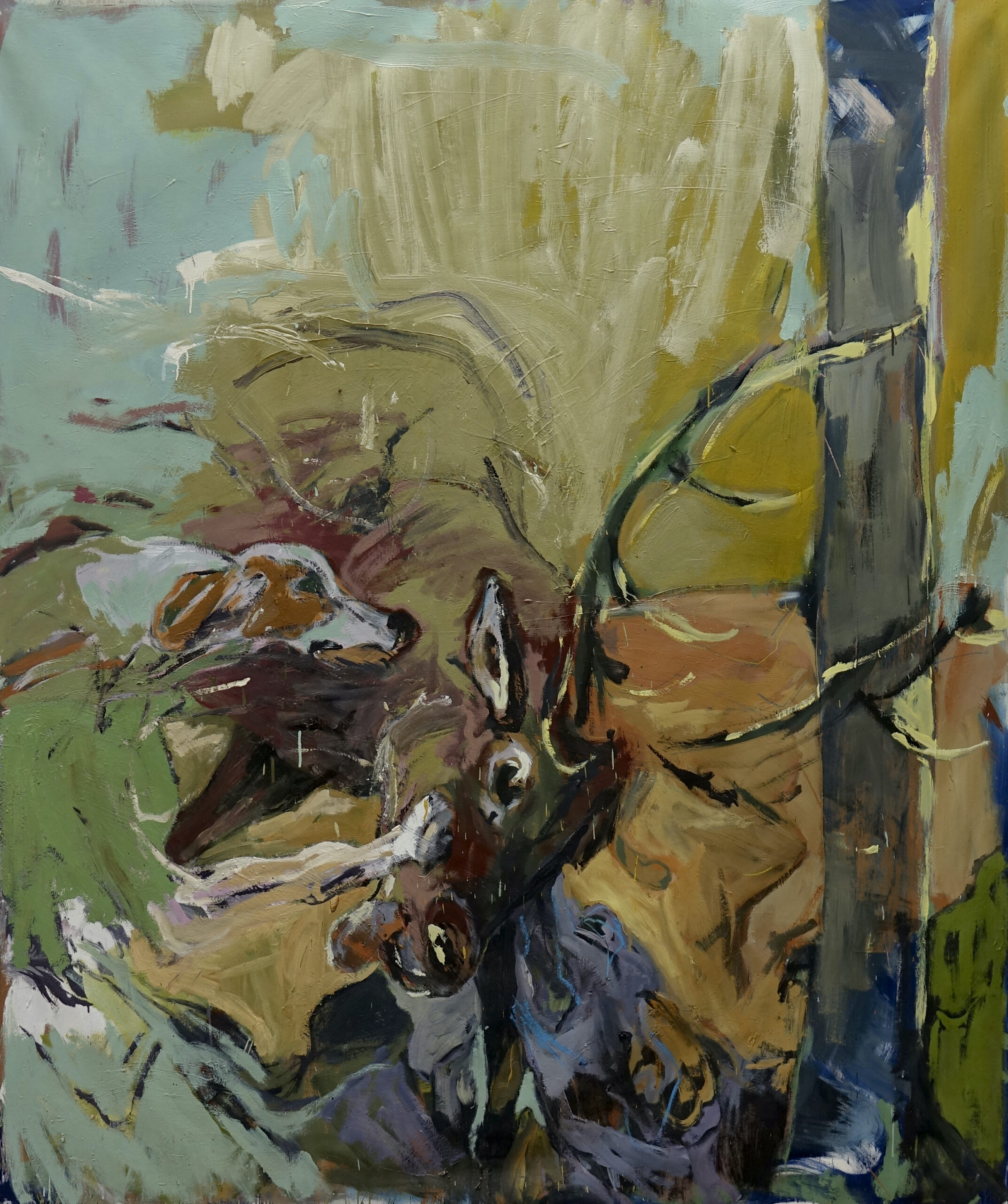 Scène de chasse, 2023, Acrylique sur toile encadré, 195x155cm