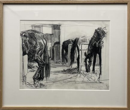 Écurie, 2002, Pierre noire sur papier, 23,5x30,5cm