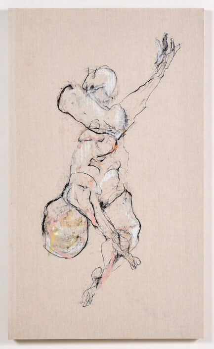 Untitled 1 _2018 Huile, fusain et craie sur lin, 120 x 70 cm