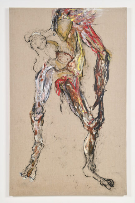 Untitled 4_2018 Huile, fusain et craie sur lin, 180 x 130 cm