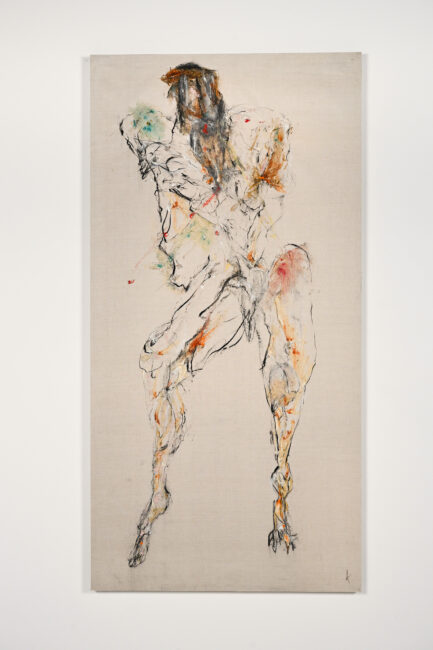 Untitled 5_2020 Huile, fusain sur toile de lin 210 x 106,5 cm